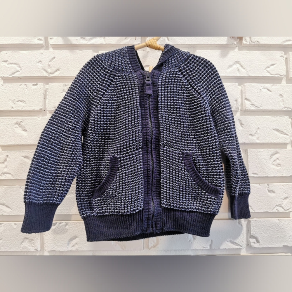 Gymboree Cotton Knit Zip Up Hoodie in Navy (12-18)